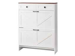 Sapateira Vevor Com 2 Portas E 2 Gavetas, 800 X 240 X 1050 Mm, Branca E Nogueira