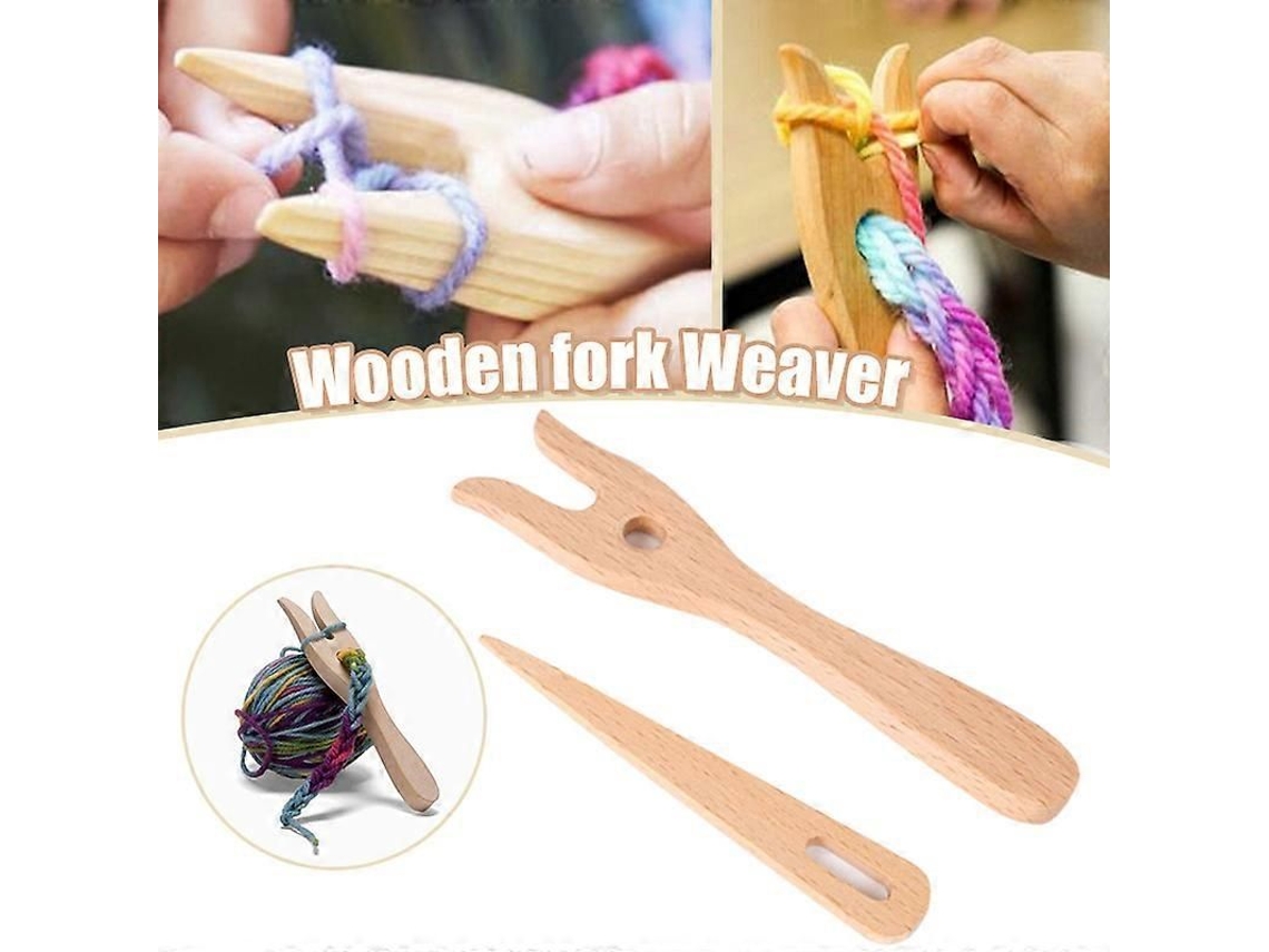 Kit De Garfo Para Tricô E Agulha De Olho Grande, Ferramenta Antiga De Tecelagem Manual Em Madeira Para Tricotadores Diy