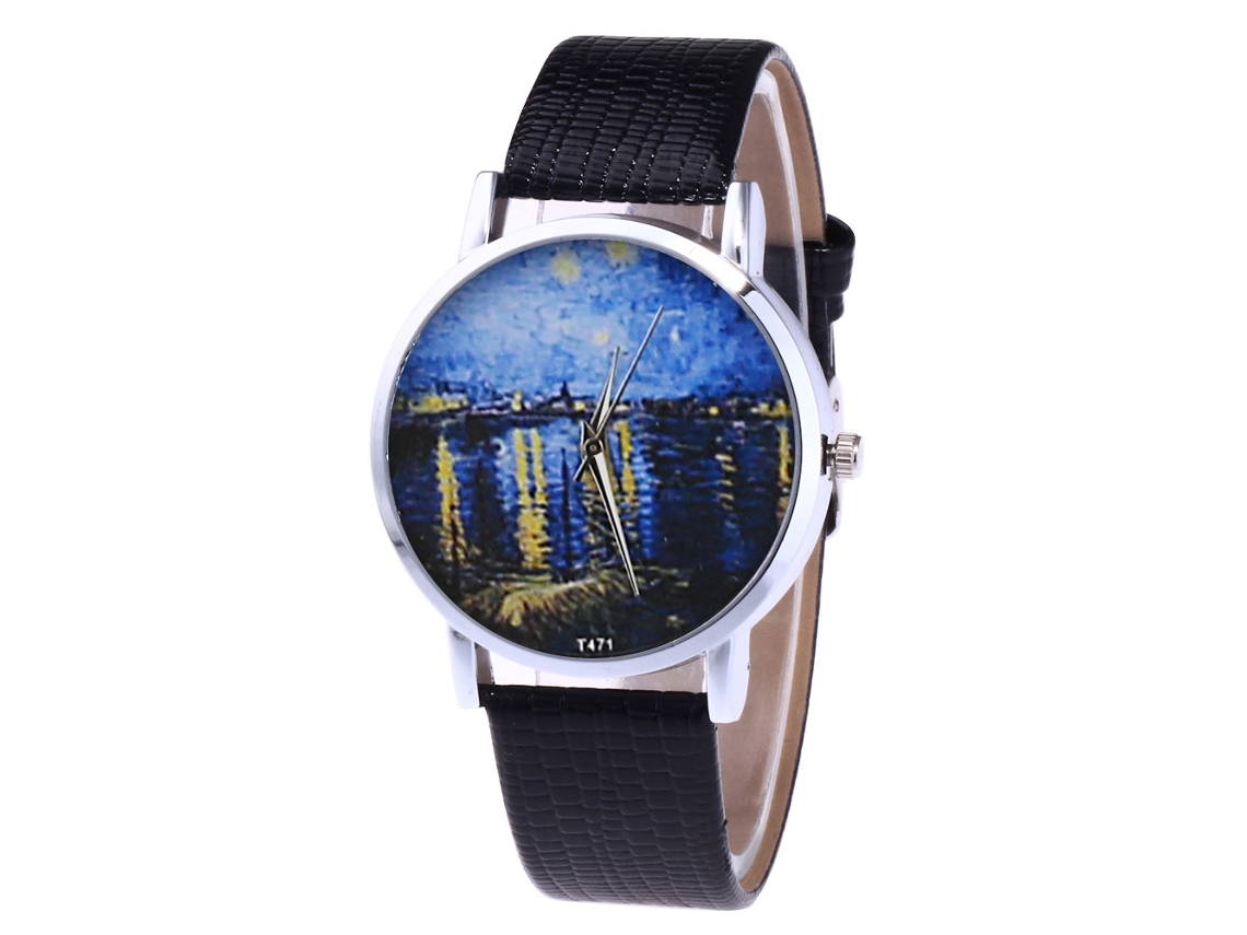 Reloj De Cuarzo De Pareja Casual Con Correa De Cuero Pu Negro Dial Redondo Simple