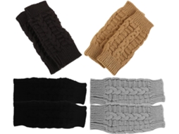Conjunto De 8 Luvas Térmicas Sem Dedos Femininas Em Lã Mista.