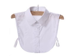 Cuello Falso Desmontable Para Mujer 2025 Camisa Media Cuello Dickey Blanco Algodón Poliéster