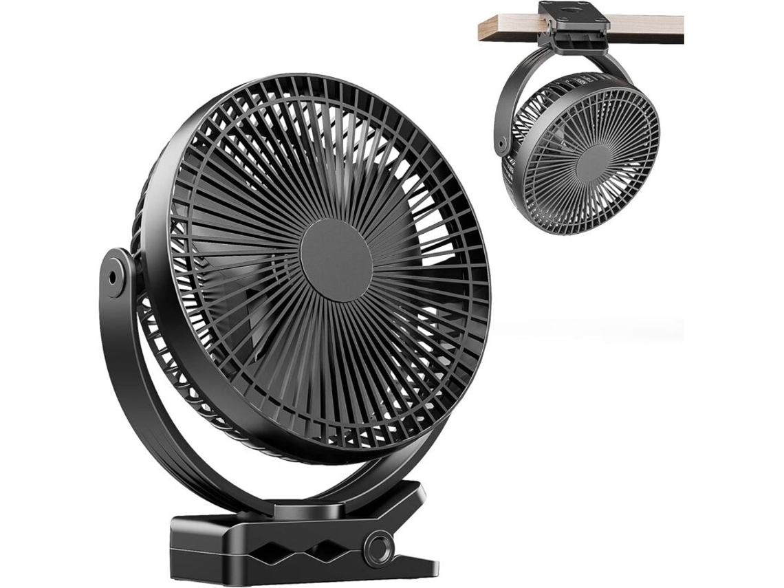 Mini Ventilador Usb De 8 Polegadas Com Clipe E Bateria 10000mah. Ventilador Mesa Portátil Compacto. 4 Velocidades. Rotação Dupla 360°