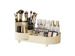 Organizador Branco Creme Giratório 360° C/ Compartimentos P/ Banheiro ZYBLSSBB