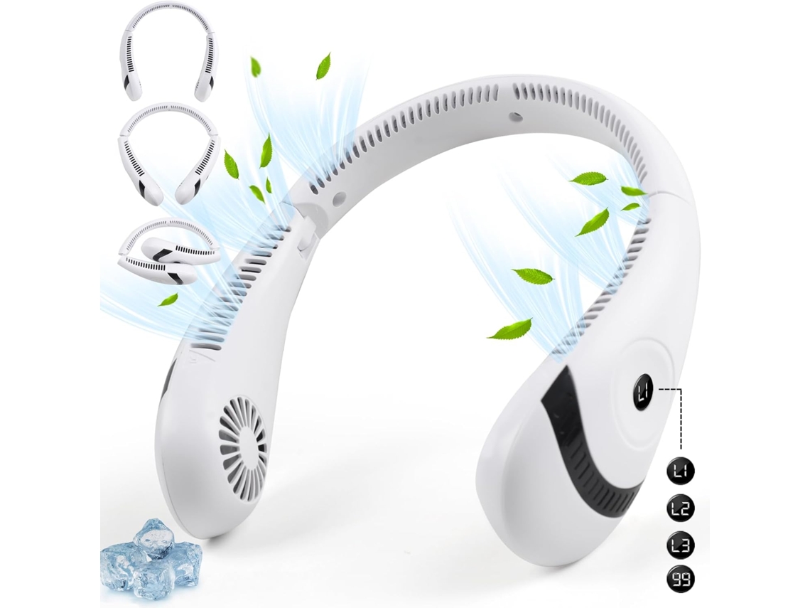 Ventilador De Pescoço Portátil, 5000mah, 3 Ajustes Velocidade, Resfriamento 360°, Portátil Usb, Dobrável, Sem Lâminas, Recarregável, Pescoço Slowmoose