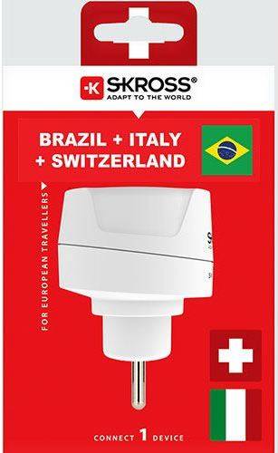Adaptador Viagem SKROSS Europe To Suiça Itália e Brasil