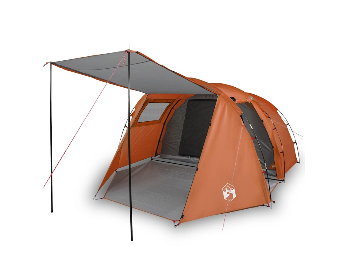 Tenda campismo p/ 4 pessoas VIDAXL tecido opaco imperm. cinza/laranja