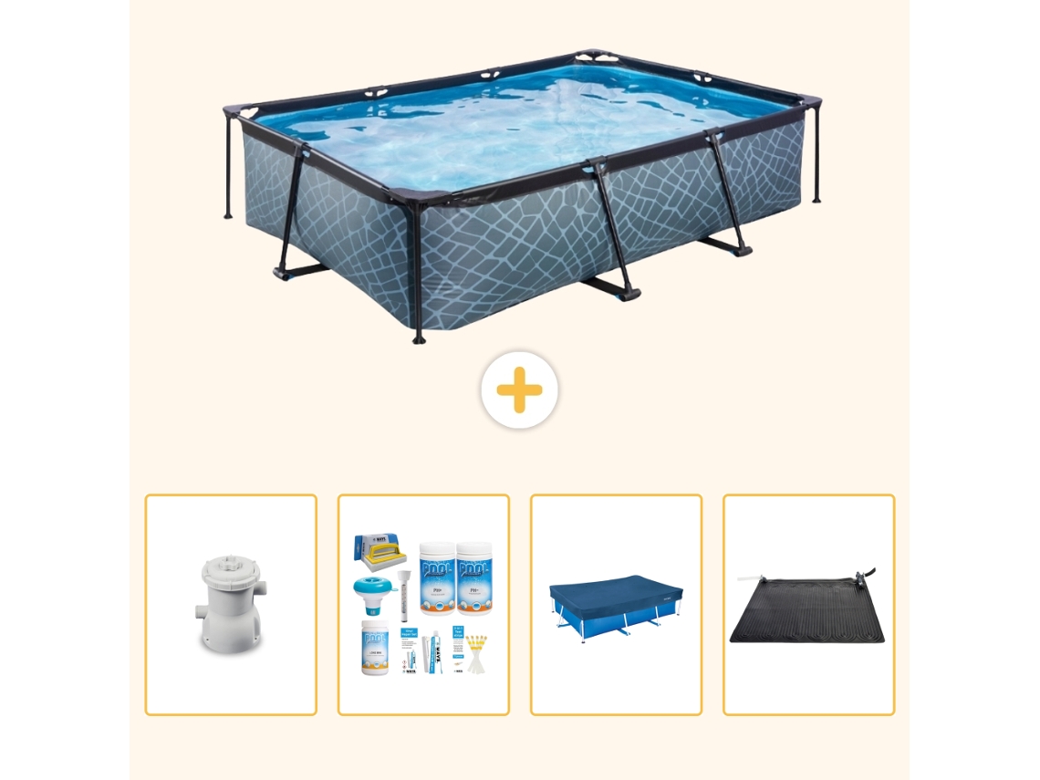 Exit-toys Piscina Exit Retangular - Efeito Pedra - 300x200x65 Cm - 5-peças S284