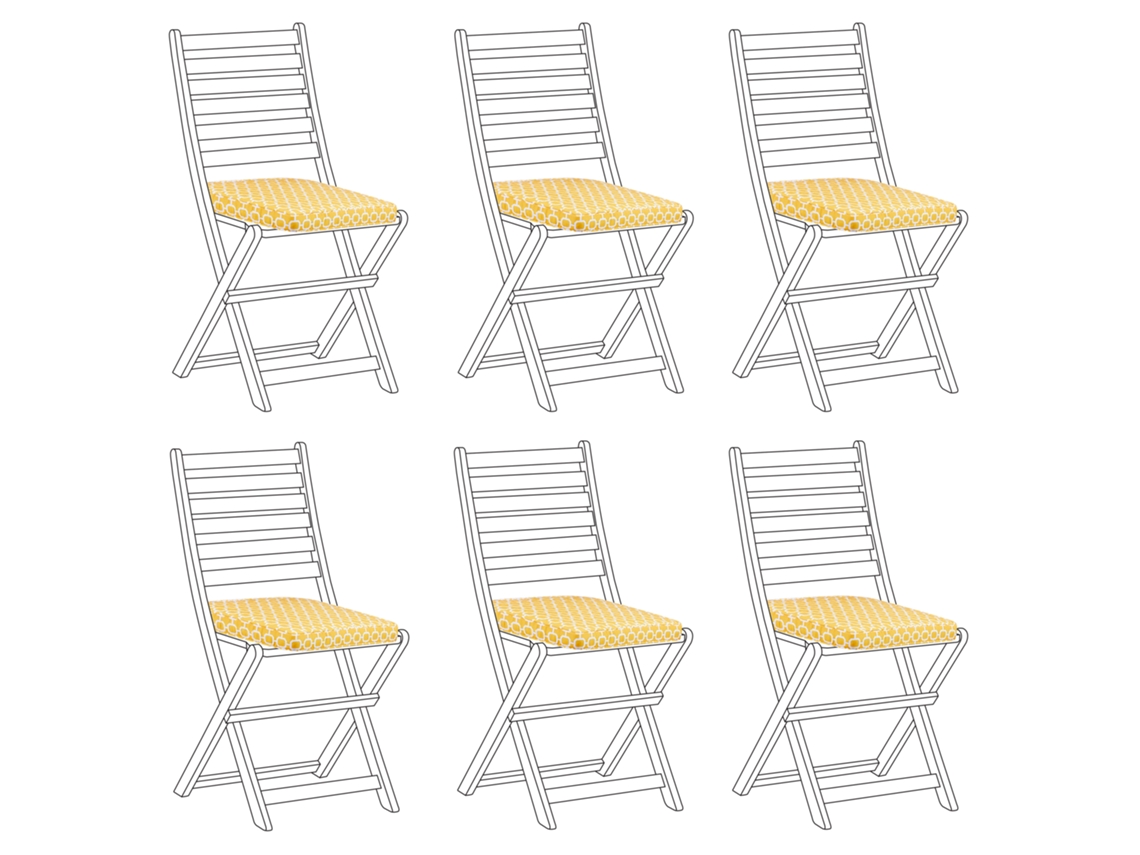 Conjunto De 6 Almofadas Para Cadeiras De Jardim Tolve 39 X 31 Cm Amarelo