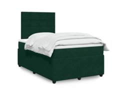 Vidaxl Cama Boxspring Com Colchão 120x190 Cm Veludo Verde-escuro
