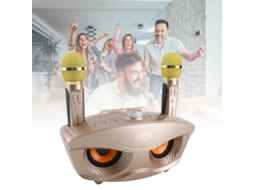 Altavoz Bluetooth Para Home Ktv Karaoke Com Dois Microfones Dourados