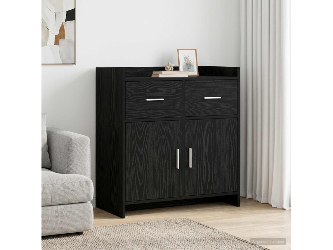 Vidaxl Buffet Carvalho Preto 75 X 36 X 80 Cm Derivados De Madeira