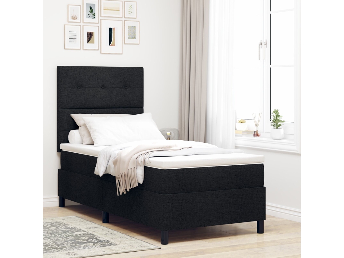 Cama Com Colchão Lovely Home Madeira Tecido Preto (90x200)