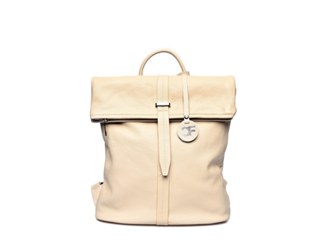 Mochila De Mulher Carla Ferreri Cf Beige Pele Bege