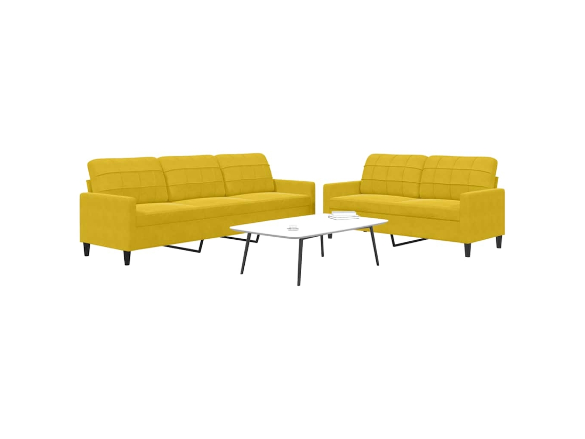Vidaxl 2 Pcs Conjunto De Sofás Com Almofadões Veludo Amarelo