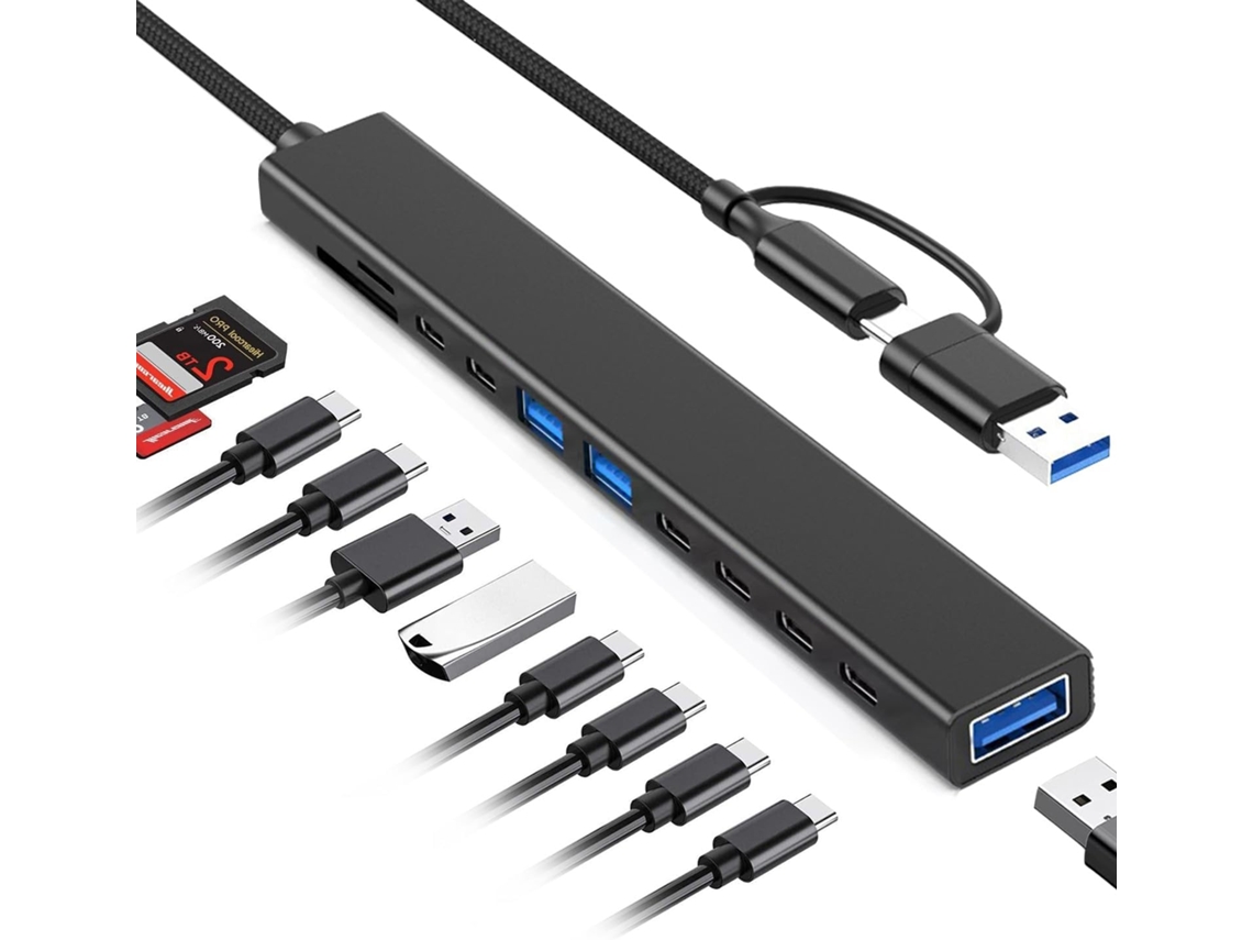 Hub Usb-c 11 Em 1, Usb 3.0 Com Leitor De Cartão Sd, Extensor Memória