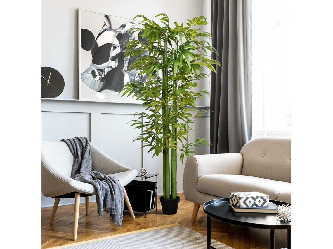 Planta Artificial De 18 Cm De Bambu Artificial Com Planta, Árvore Artificial Decorativa Em Verde Para Ambientes Internos-kd