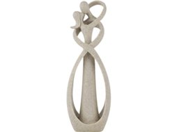 Estátua abstrata em resina de um casal de amantes se beijando, ideal para decoração de sala de estar, escritório ou casa.