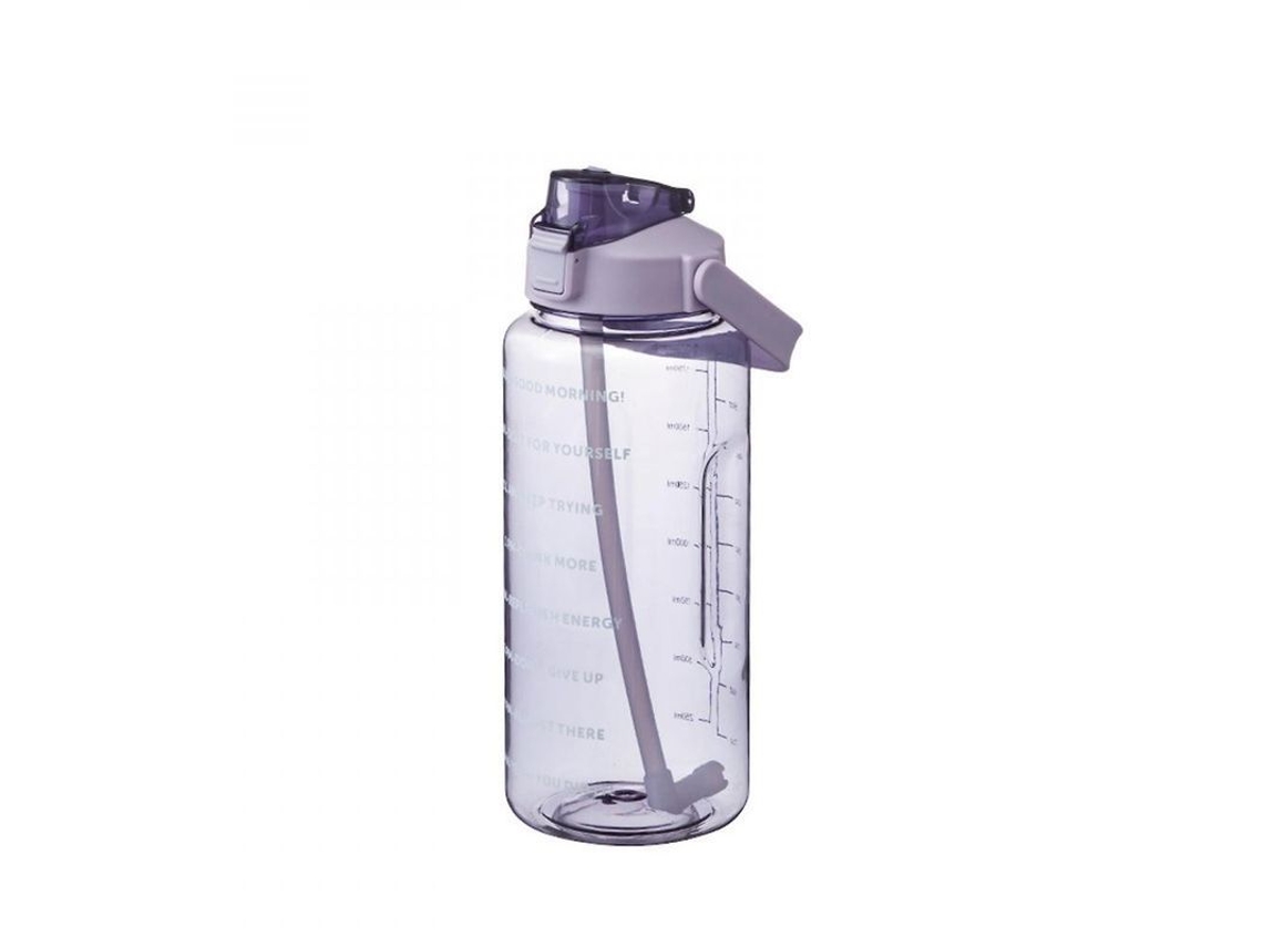2026 botella de Água de 2 Litros com Canudo para Mulheres Portátil Viagem com Marcadores de Tempo e Capacidade 2 L Morado