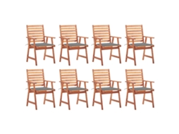 Vidaxl Cadeiras De Jantar P/ Jardim 8 Pcs C/ Almofadões Acácia Maciça