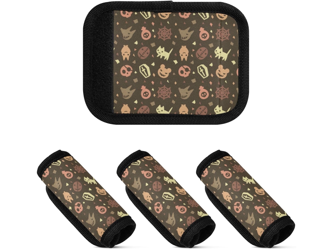 Conjunto De 4 Alças Bagagem Em Neoprene Marrom, Acessórios Bagagem Festas De Halloween E Raves