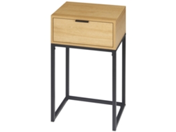 Mesa Consola Com Gaveta Moderna De Entrada Com Pés De Aço 40x30x76 Cm Madeira E Preto