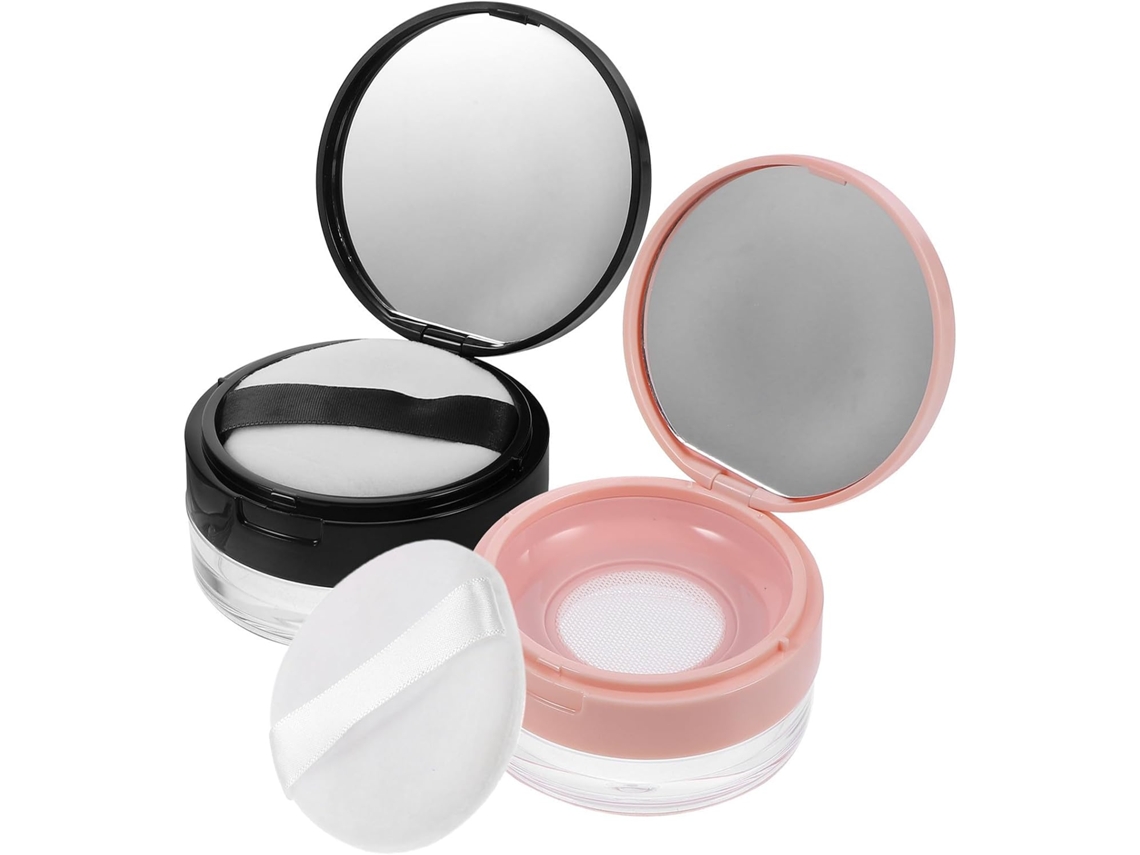 Conjunto De 2 Caixas De Pó Cosmético De Plástico Preto