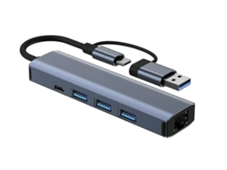 Hub Usb C Com Adaptador Ethernet Divisor Usb C 3.0 5 Em 1 Usb Fina De 3 Portas Para Laptop Macbook Pro Surface Xps Cinza Bestvite