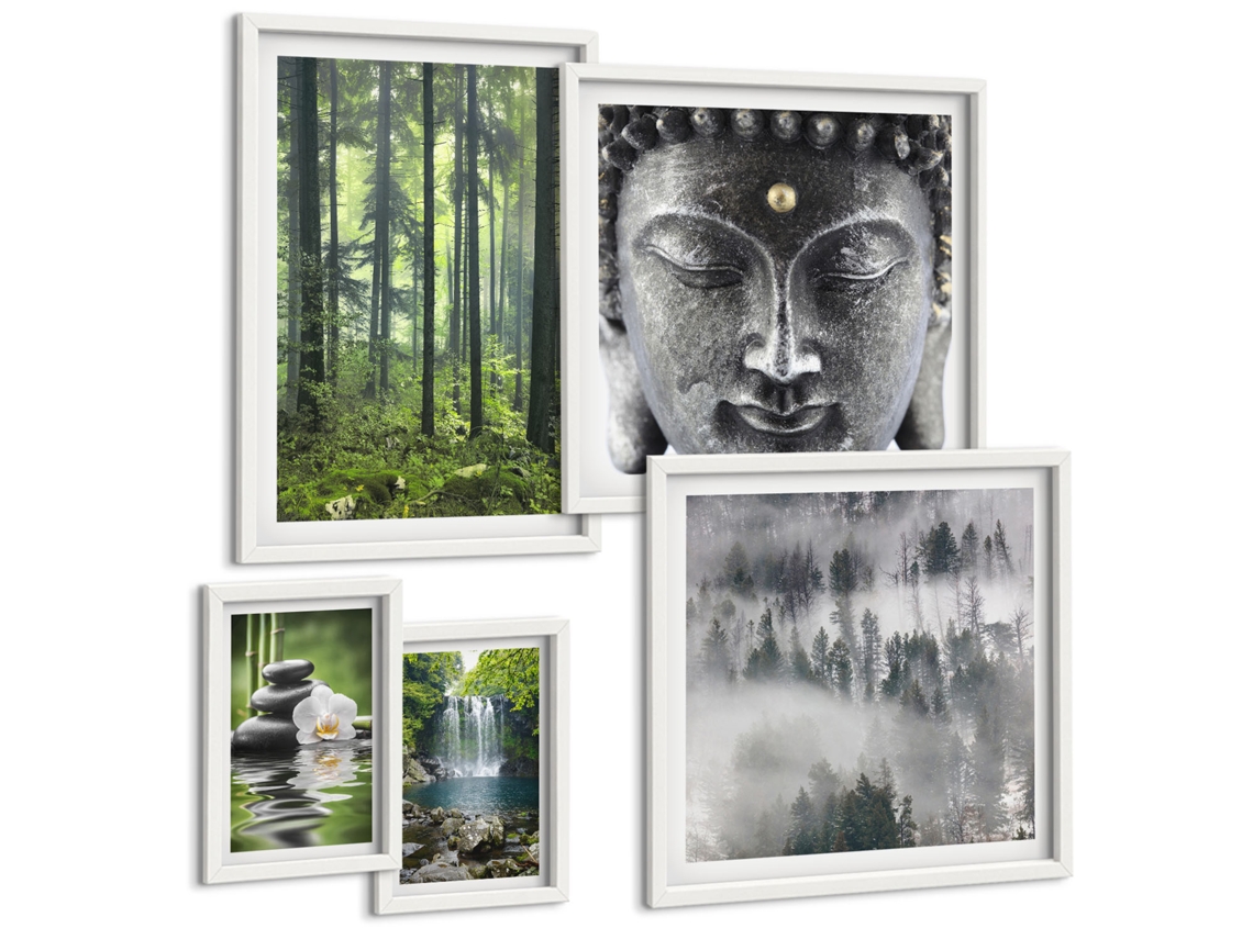 Conjunto De Pinturas Motivos Relaxantes Da Natureza Zen Espelharte (5 Peças)