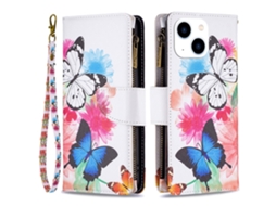 Capa Duas Borboletas Para Iphone 15 Pele Sintética