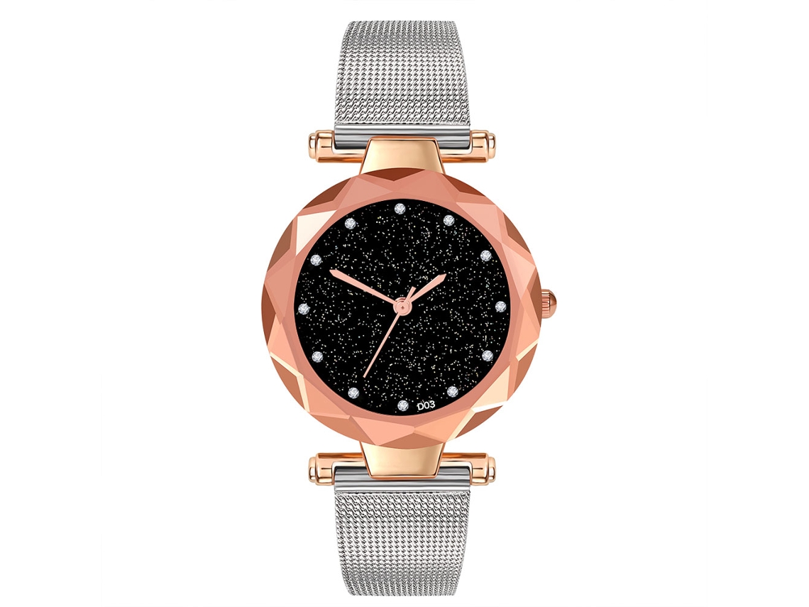 Relógio de Pulso Feminino Zhoulianfa com Pulseira de Malha Prata Mostrador Redondo Quartzo