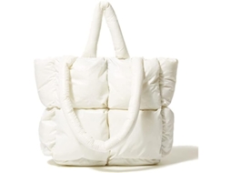 Bolsa Tote Puffer Grande, Elegante Luxuosa De Algodão Patchwork, Bolsa De Ombro Macia Para Mulheres