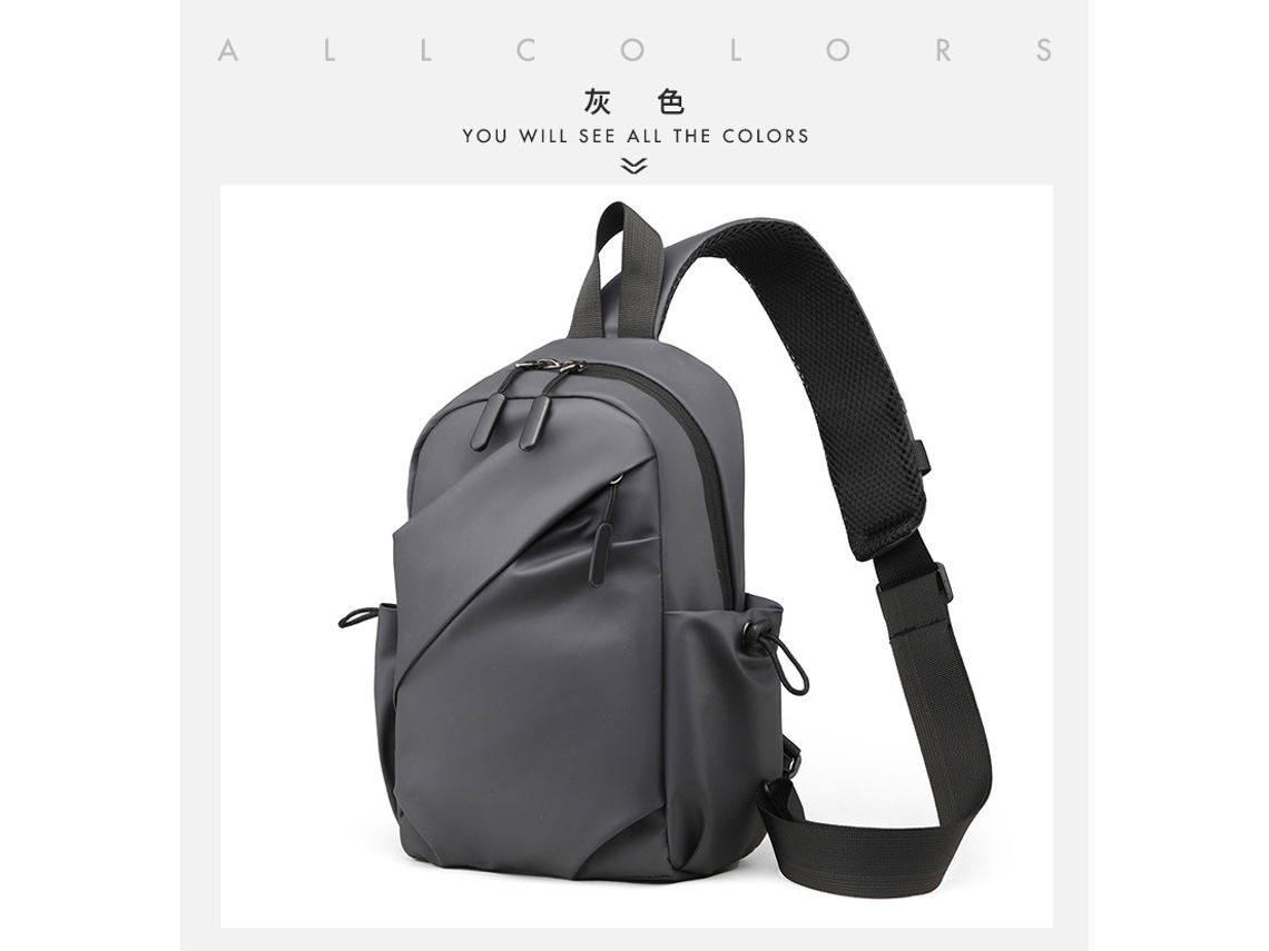 Bolsa Transversal Cinza, Estilo Urbano, Estilo Hong Kong, Casual, Grande Capacidade.