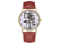 Relógio feminino Zhoulianfa T303-a com pulseira de couro marrom e movimento de quartzo, ideal para negócios.