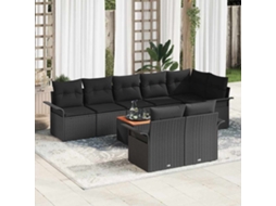 Vidaxl Conjunto De Sofá De Jardim 9 Unid. 8-número De Lugares Preto