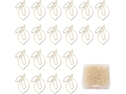 Conjunto De 100-clips Papel Com Estojo Transparente, Clips Dourados Em Formato De Limão Para Escritório, Escola, Casa E