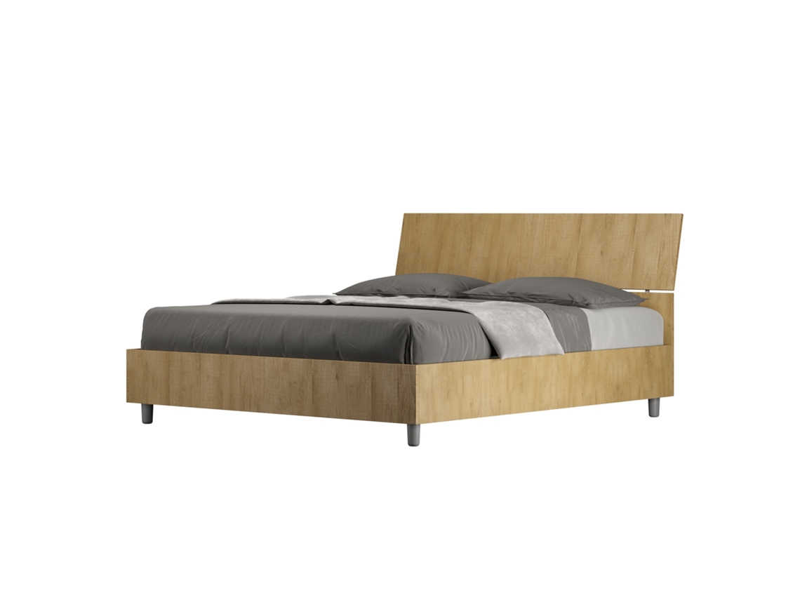 Cama Dupla com Cabeceira e Arrumação Elevada Inclinada Demas ITYHOME Castanho (160x200)