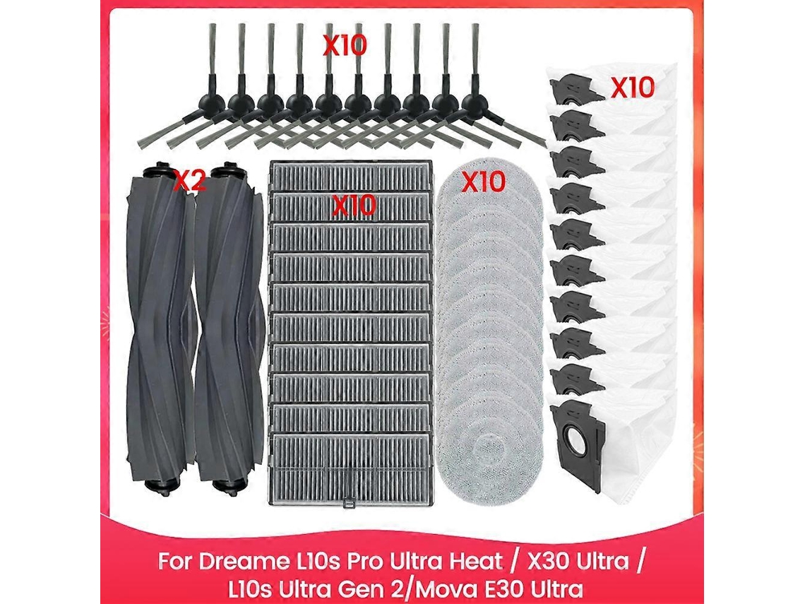 Peças De Reposição Para Dreame L10s Pro Ultra Heat / X30 Ultra / L10s Ultra Gen 2 / Mova E30 Ultra: Escova, Filtro, Saco De Pó, Pano De Limpeza