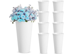 Conjunto De 8 Baldes De Plástico Branco Para Flores, 24 Cm, Para Centros De Mesa De Casamento, Recipientes De