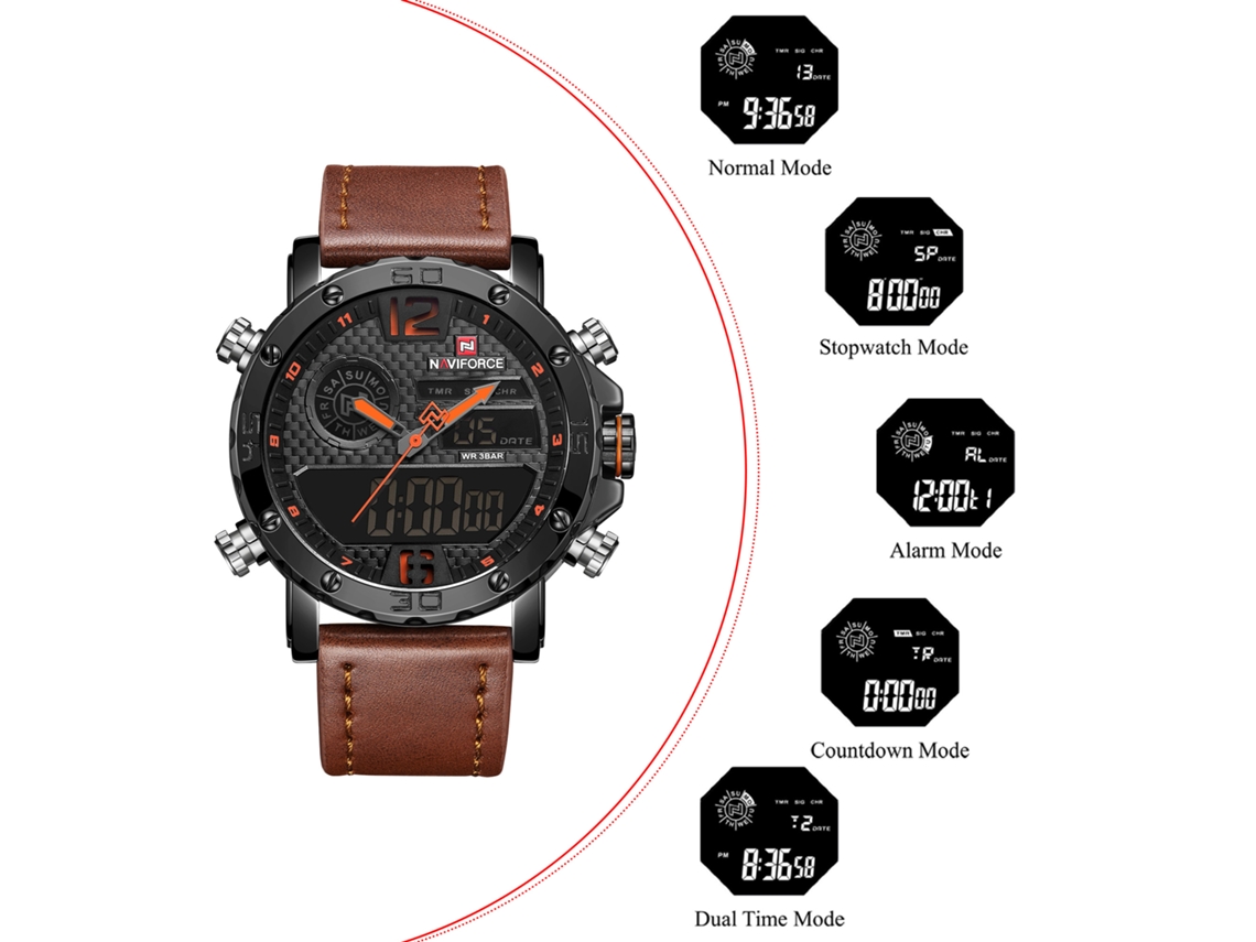 Relógio Esportivo Digital Led Luminoso com Hora Dupla para Homens