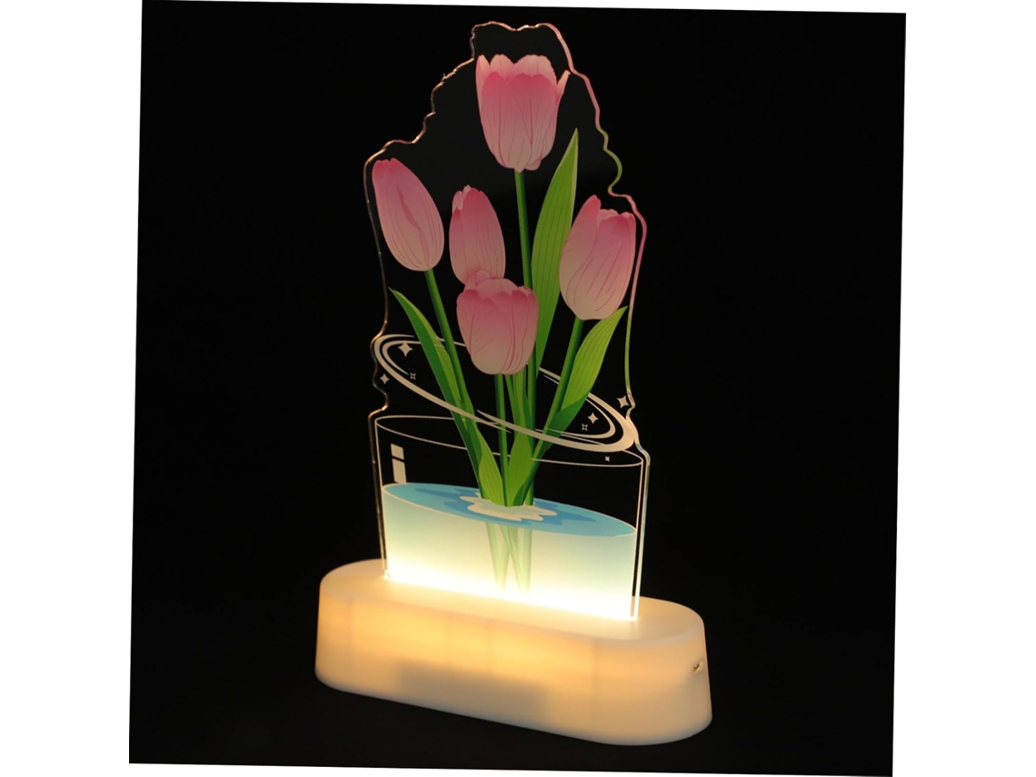 Luminária Noturna Tulipa Acrílica Kombuida, Lâmpada Com Ilusão De