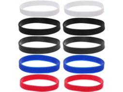 Conjunto de 50 pulseiras de silicone macias, elásticas e à prova d'água, da marca Na Cor Escura, ideais para eventos esportivos e festas.