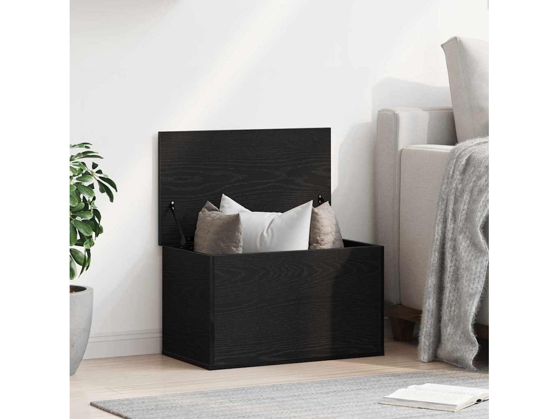 Vidaxl Caixa De Armazenamento Carvalho Preto 60 X 35 X 35 Cm