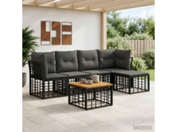 Vidaxl Conjunto De Sofás Para Exterior 6 Unid. Preto E Cinza Escuro