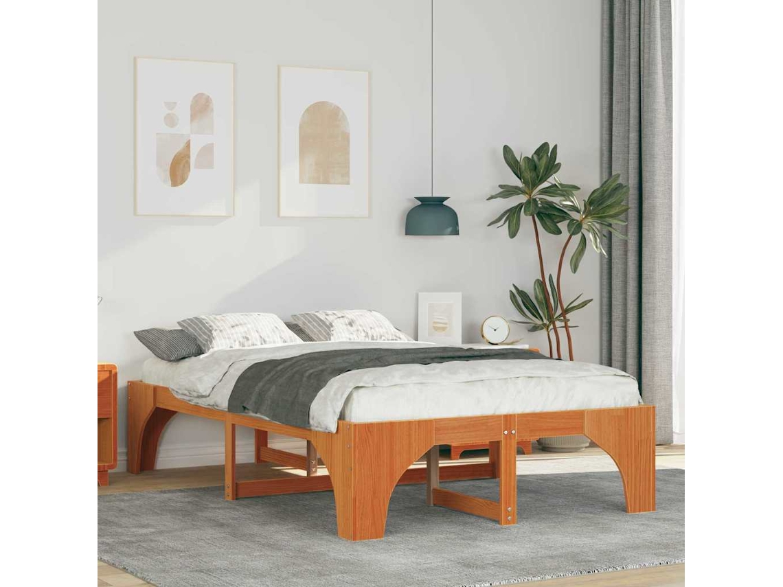 Vidaxl Estrutura da Cama Castanho 135 X 190 Cm