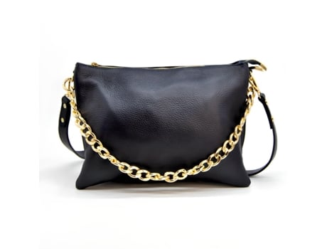 Bolsa de Ombro Torino Couro Genuíno Preto 33X24X16 Cm SOTEIRA