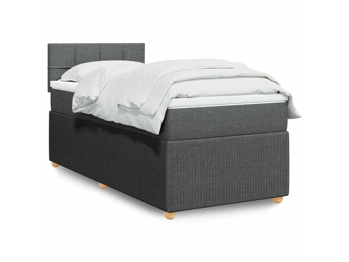 Cama Com Molas/colchão 90x200 Cm Tecido Cinzento-escuro
