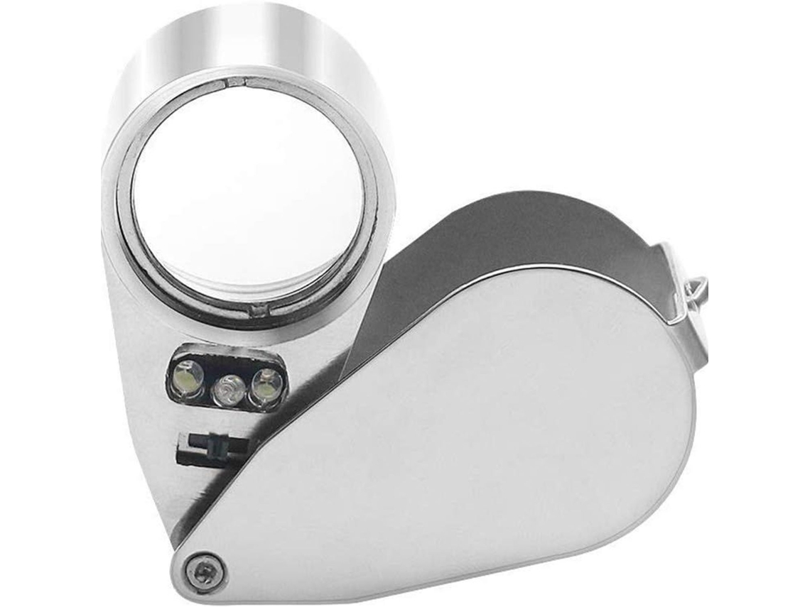 Lupa De Joalheiro 40x, Dobrável, De Bolso, Com Luz De Led E Uv. Aquaforge