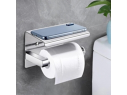 Suporte de Papel Higiênico de Parede, em Aço Inoxidável Escovado, Sem Furos, Acessórios para Banheiro, Prata AQUAFORGE