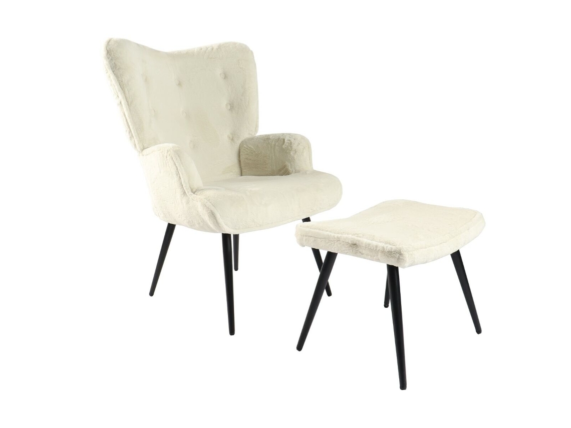 Poltrona HOME ESPRIT Branco Poliéster Metal 72 X 74 X 97 cm