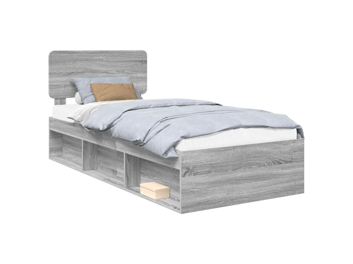 Estrutura da Cama com Cabeceira Cinza Sonoma 90x190 cm MAISON EXCLUSIVE